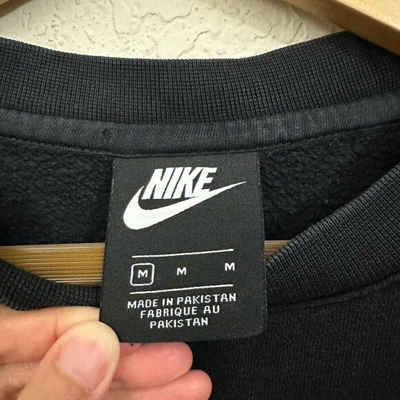 NIKE Classic "Just Do It" Big Logo Crewneck Pullover Sweatshirt Black - Picture 6 of 9